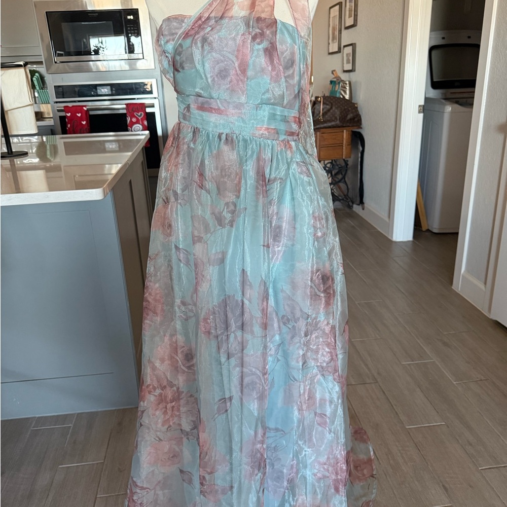 Lulu's Light Blue Satin Dress